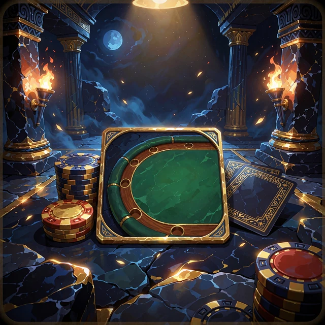 Stak casinochips og to nedvendte spillekort p&aring; gr&oslash;nt bord - live blackjack i Mino Casinos live casino